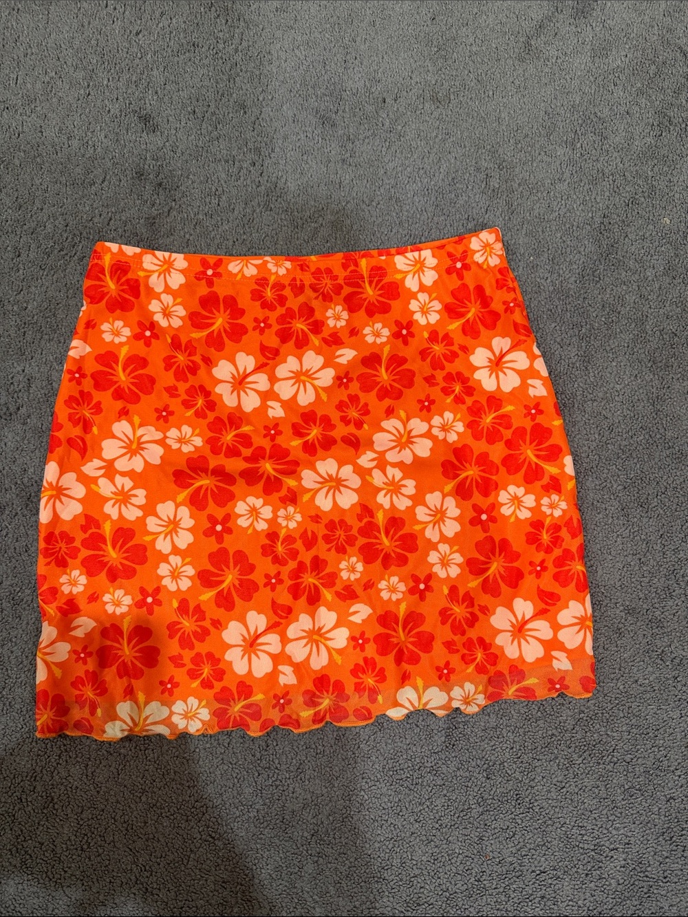 SHEIN Orange Floral Mini Skirt